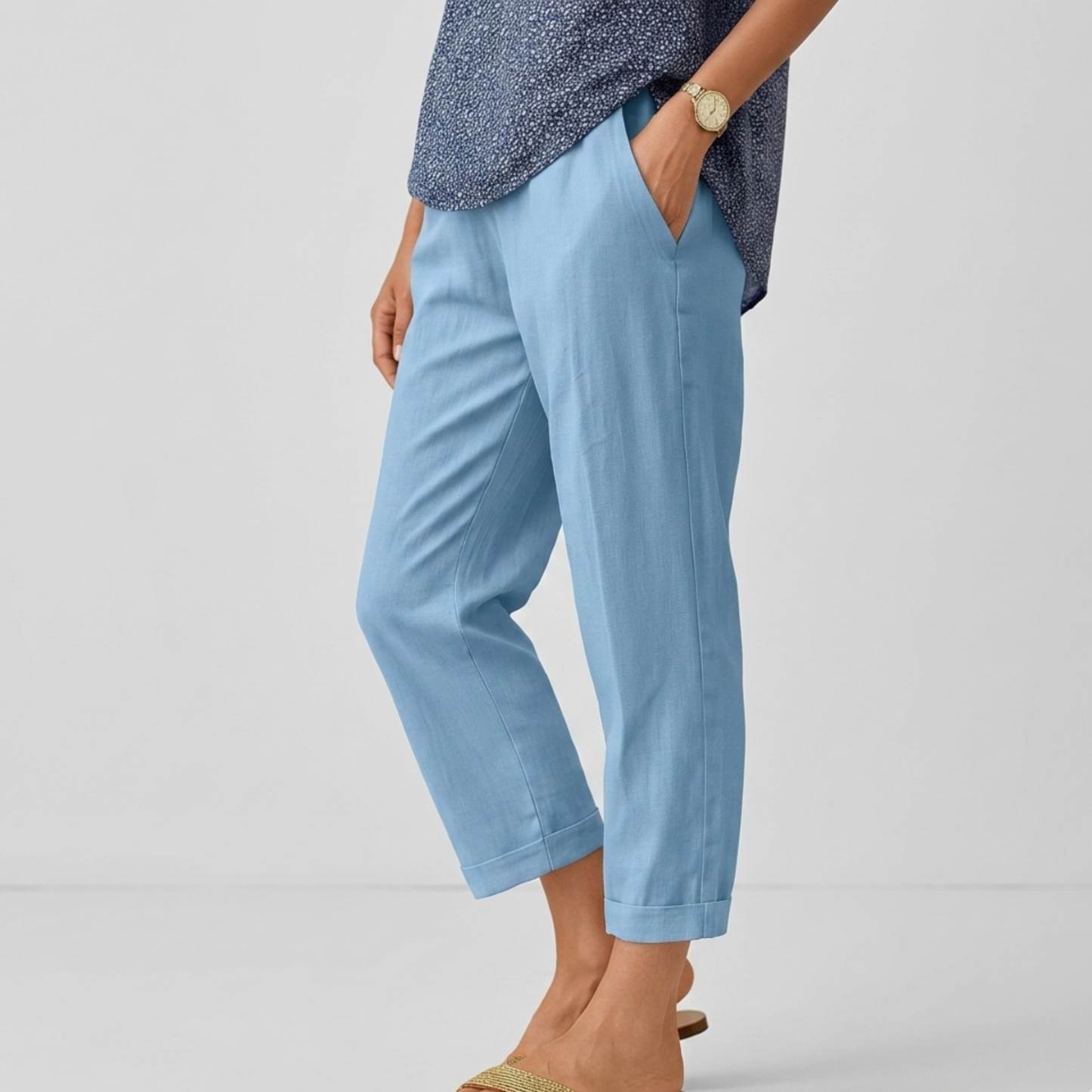 Cropped Linen Trousers Women Summer