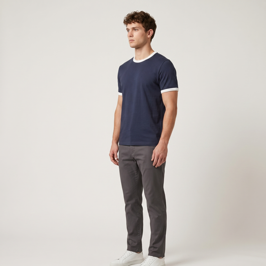 Contrast Trim Ringer T-Shirt Men Casual