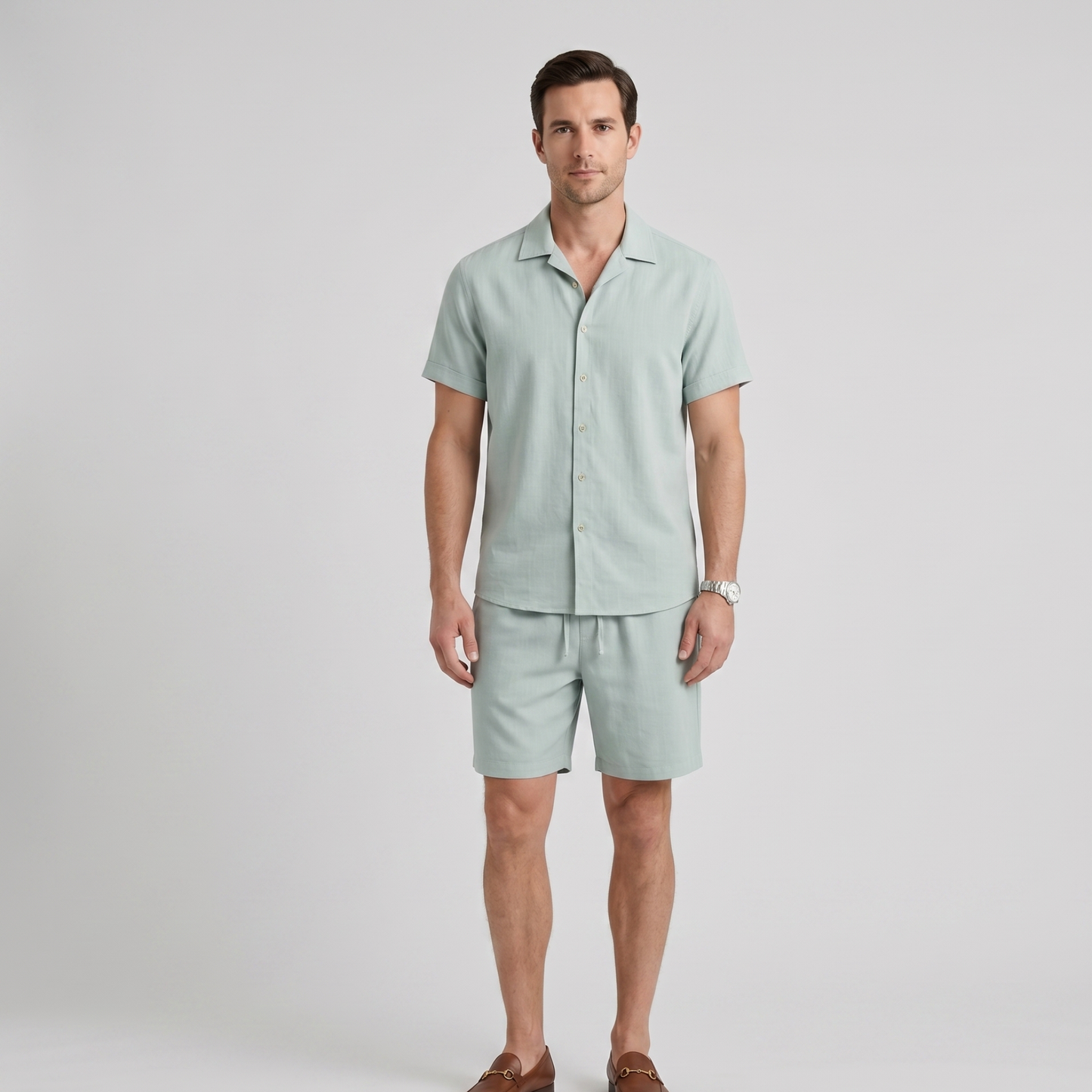 Lightweight Shirt and Shorts Set Men Summer