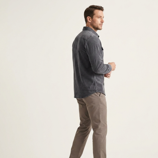 Slim Fit Corduroy Shirt Men Casual
