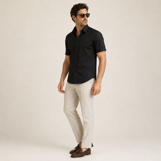 Slim Fit Short-Sleeved Men's Shirt Casual