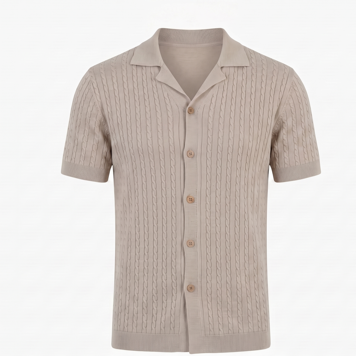 Textured Knit Polo Shirt Men Casual