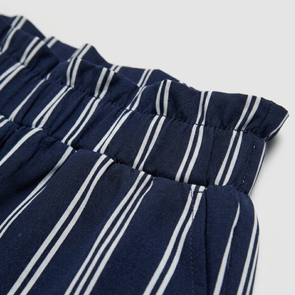 Wide Leg Palazzo Trousers Navy Striped Summer