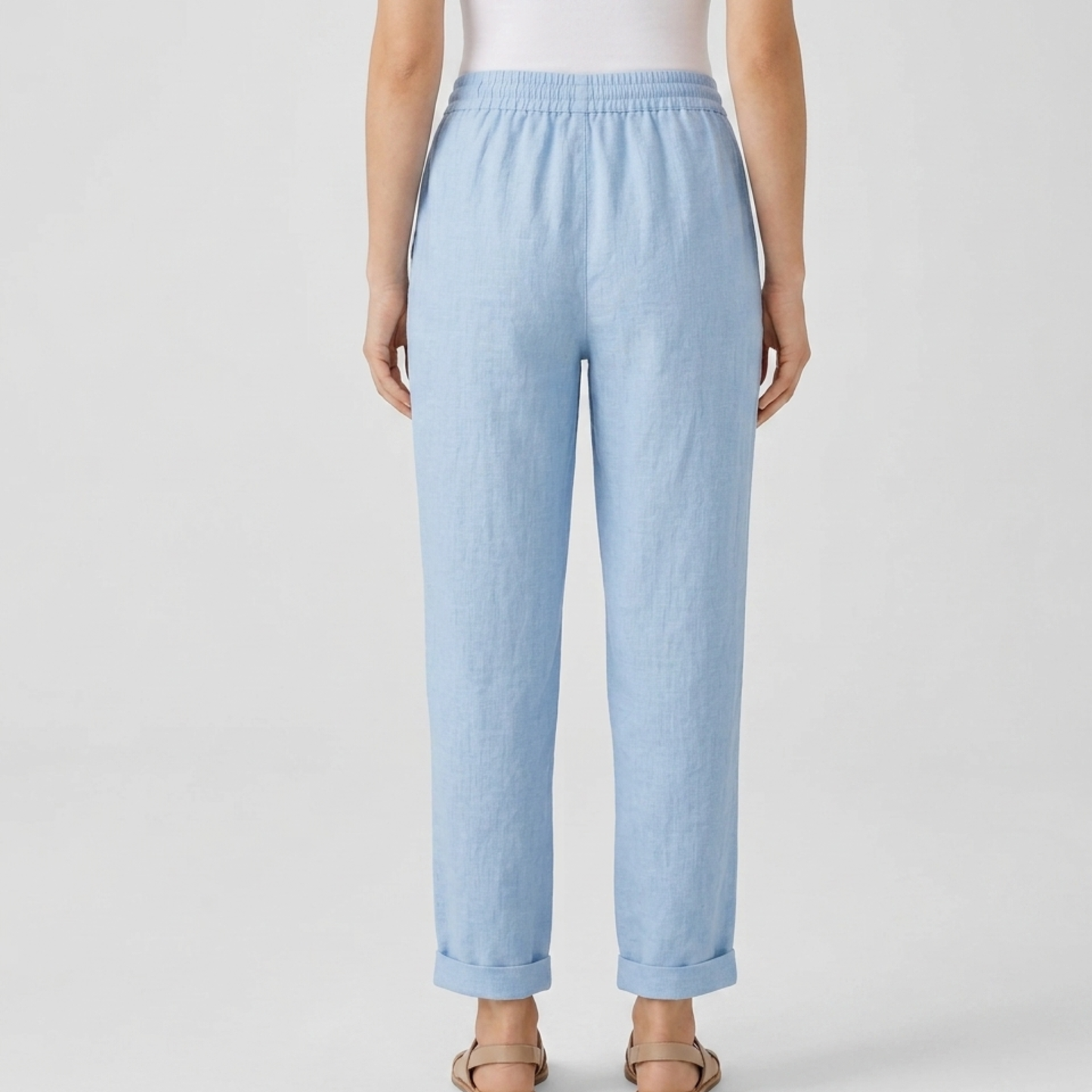 Drawstring Waist Linen Trousers Women Summer