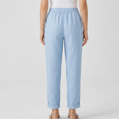 Drawstring Waist Linen Trousers Women Summer