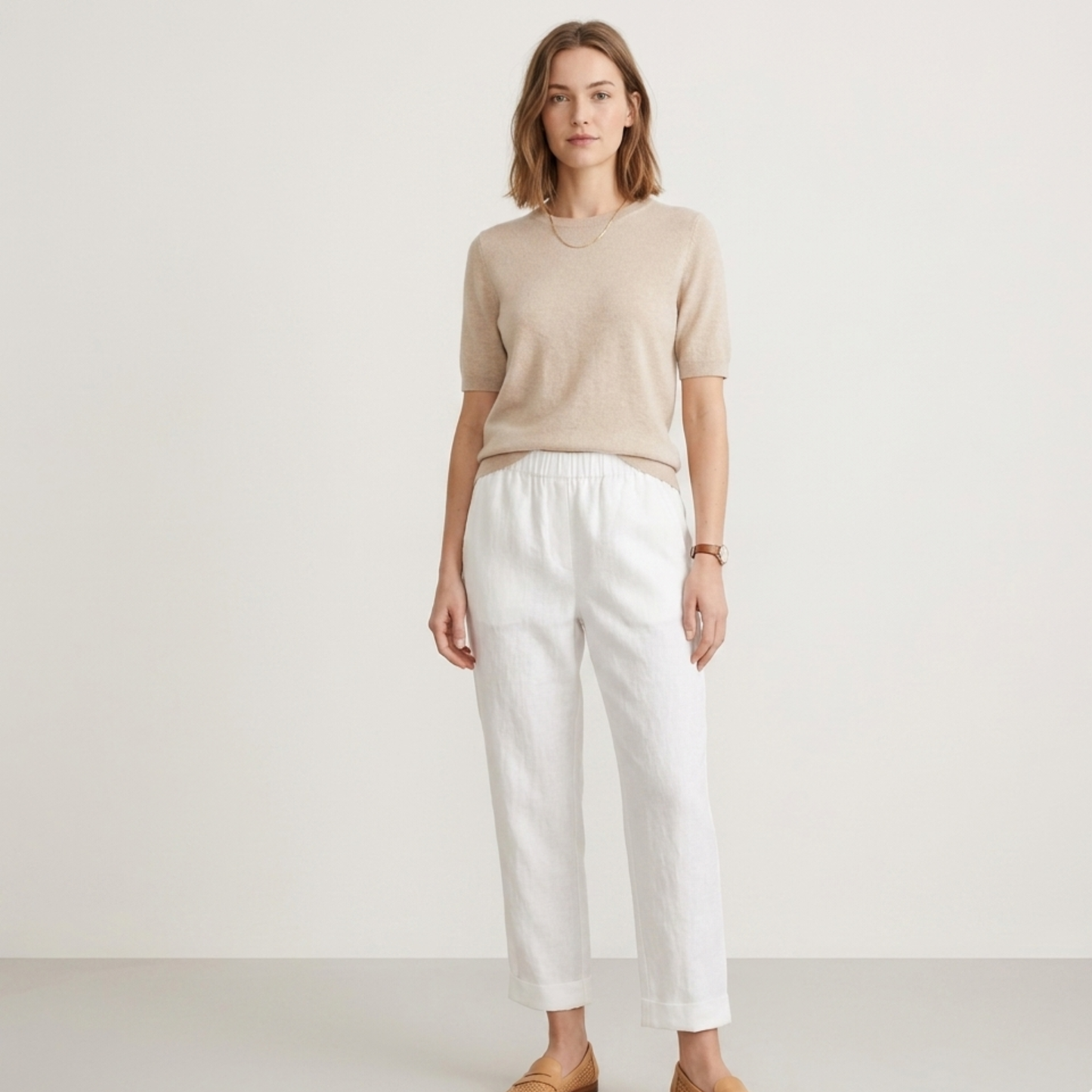 Cropped Linen Trousers Women Summer