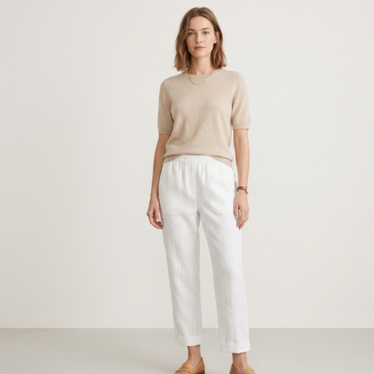 Cropped Linen Trousers Women Summer