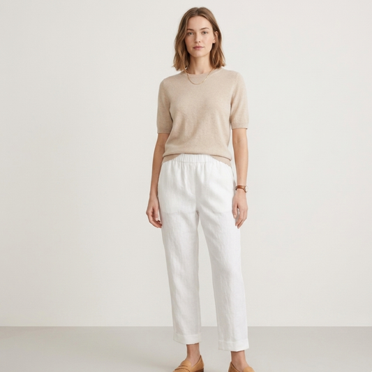 Cropped Linen Trousers Women Summer