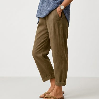Cropped Linen Trousers Women Summer