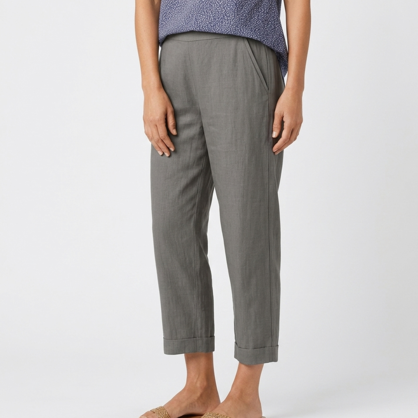 Cropped Linen Trousers Women Summer