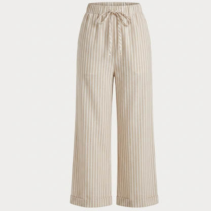 Cropped Wide Leg Linen Trousers Women Summer