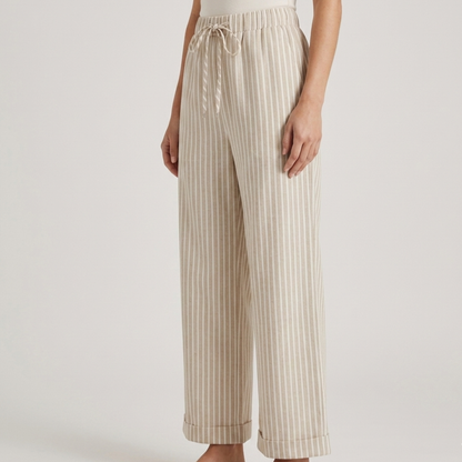 Cropped Wide Leg Linen Trousers Women Summer