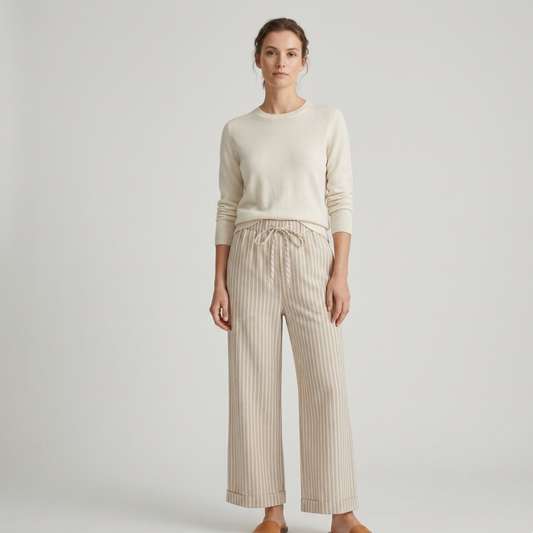 Cropped Wide Leg Linen Trousers Women Summer
