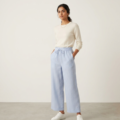 Cropped Wide Leg Linen Trousers Women Summer