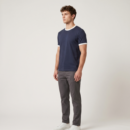 Contrast Trim Ringer T-Shirt Men Casual