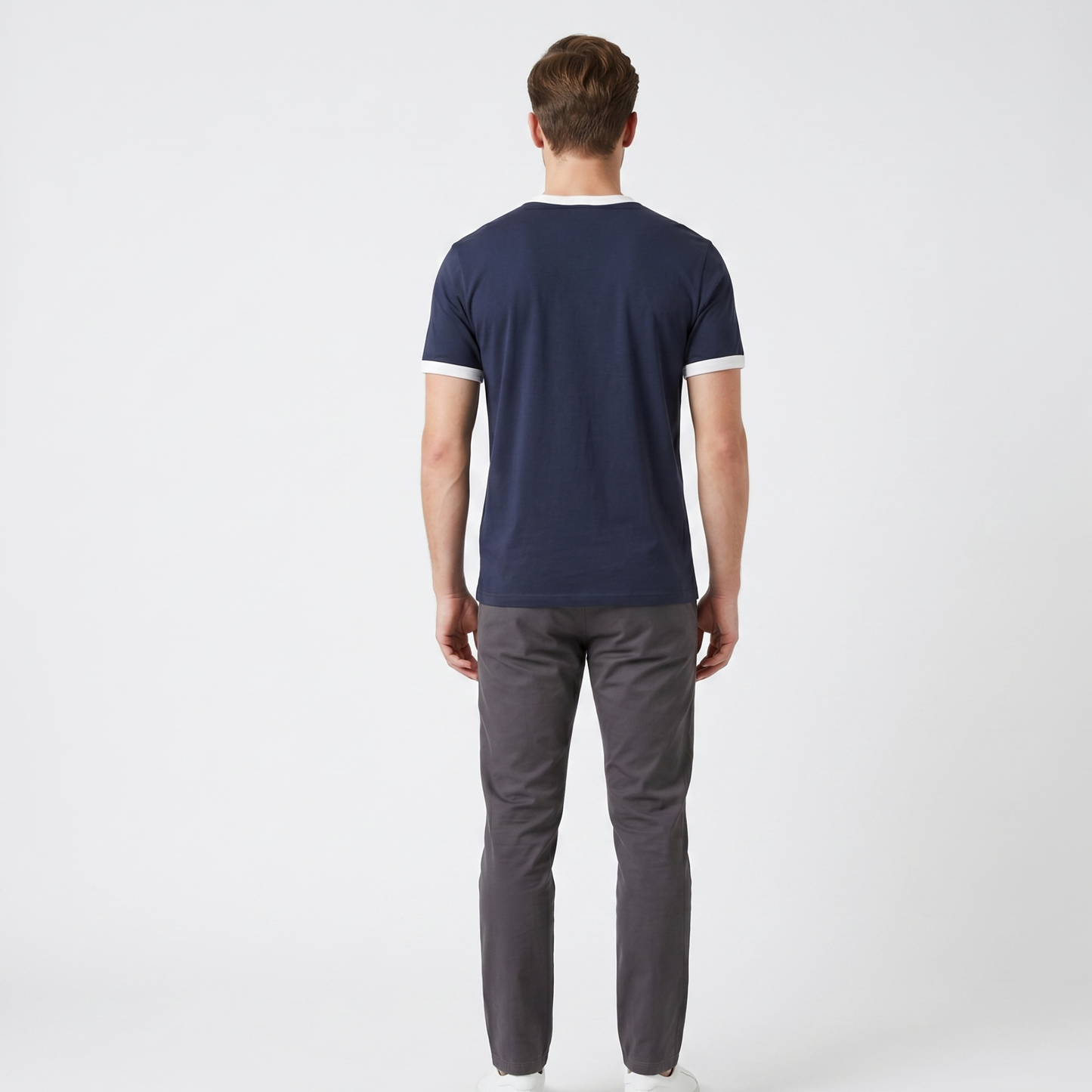 Contrast Trim Ringer T-Shirt Men Casual