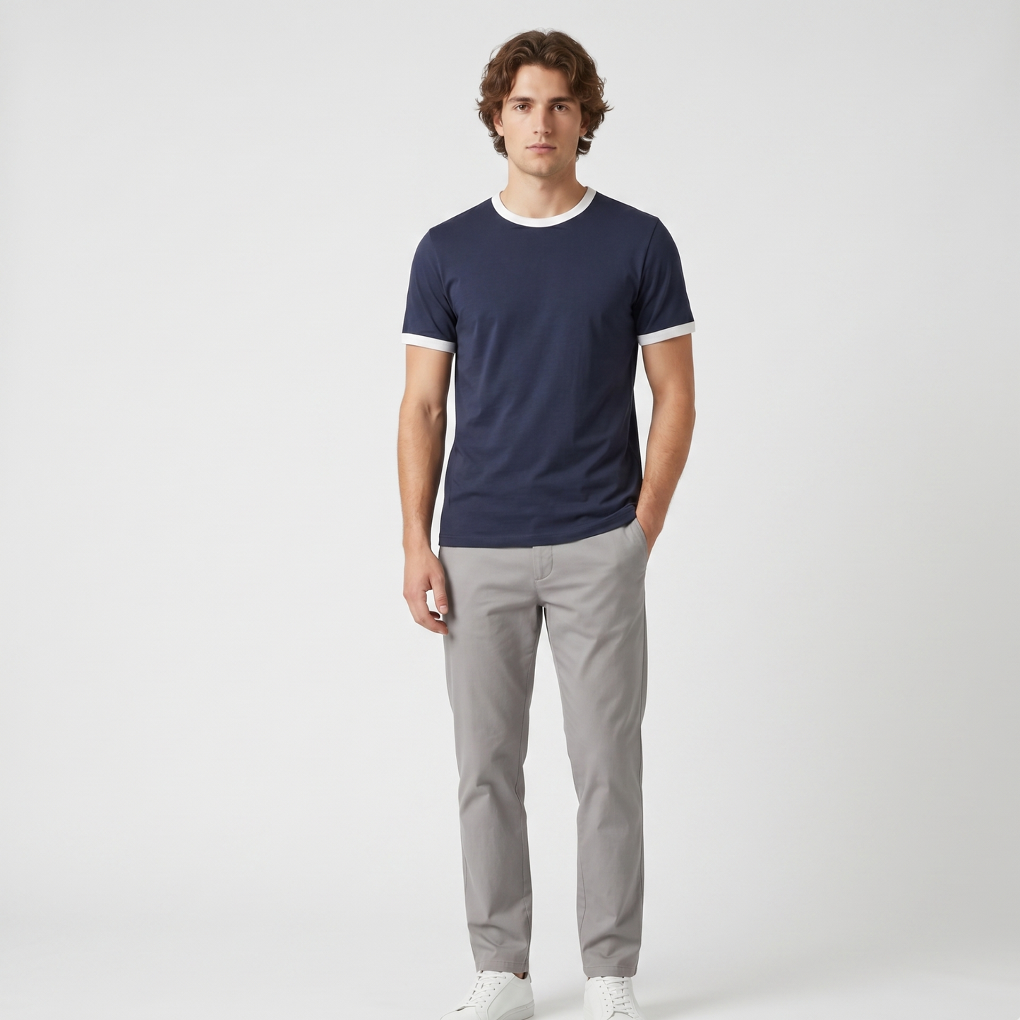 Contrast Trim Ringer T-Shirt Men Casual
