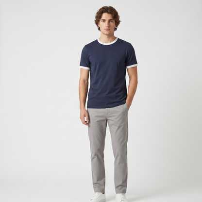 Contrast Trim Ringer T-Shirt Men Casual