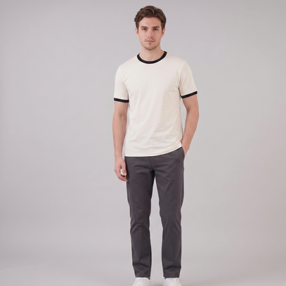 Contrast Trim Ringer T-Shirt Men Casual