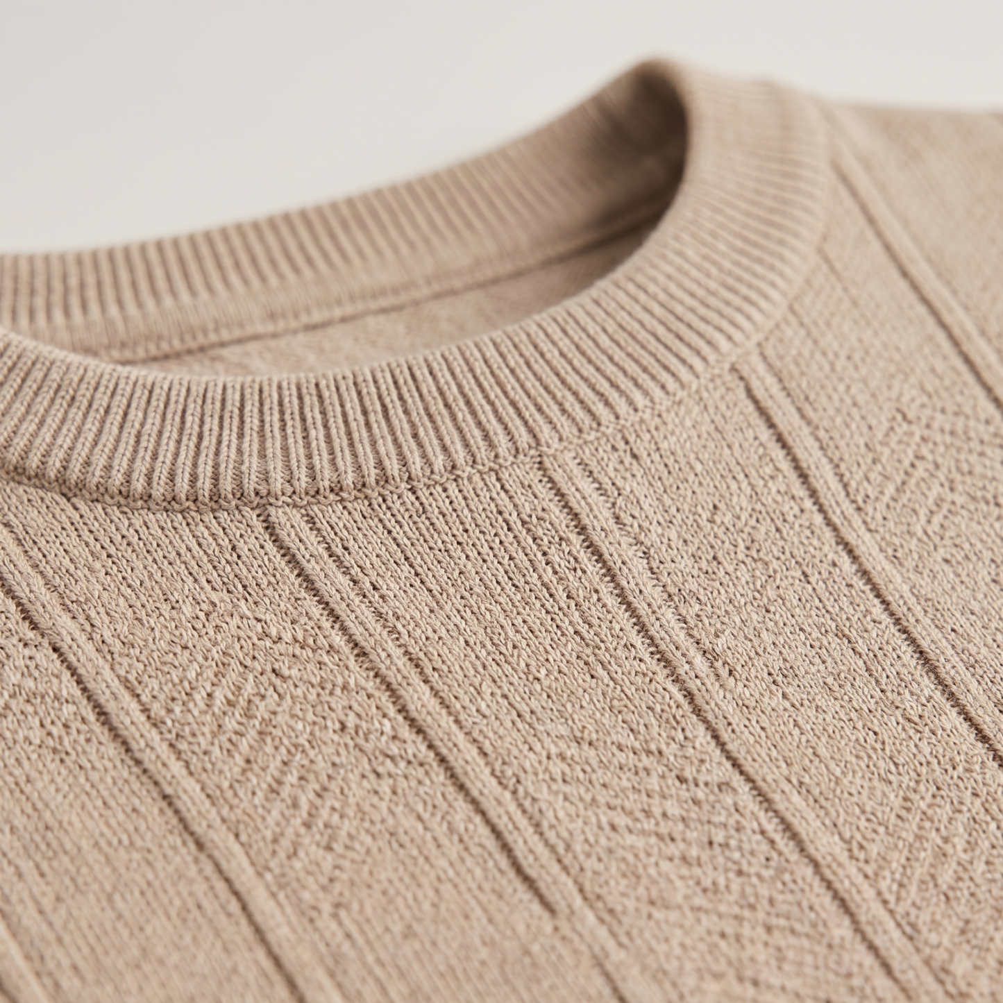 Ribbed Knit T-Shirt Men Casual