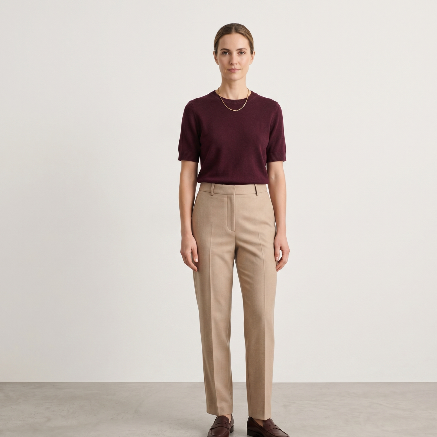 Classic Fit Wool Blend Knit Top Women Casual