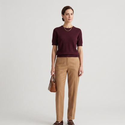 Classic Fit Wool Blend Knit Top Women Casual