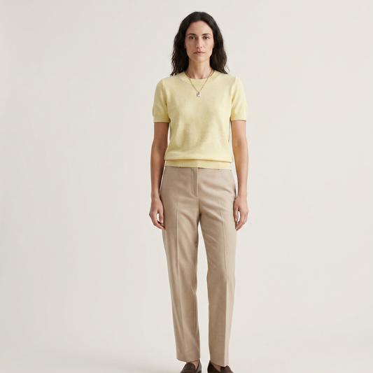 Classic Fit Wool Blend Knit Top Women Casual