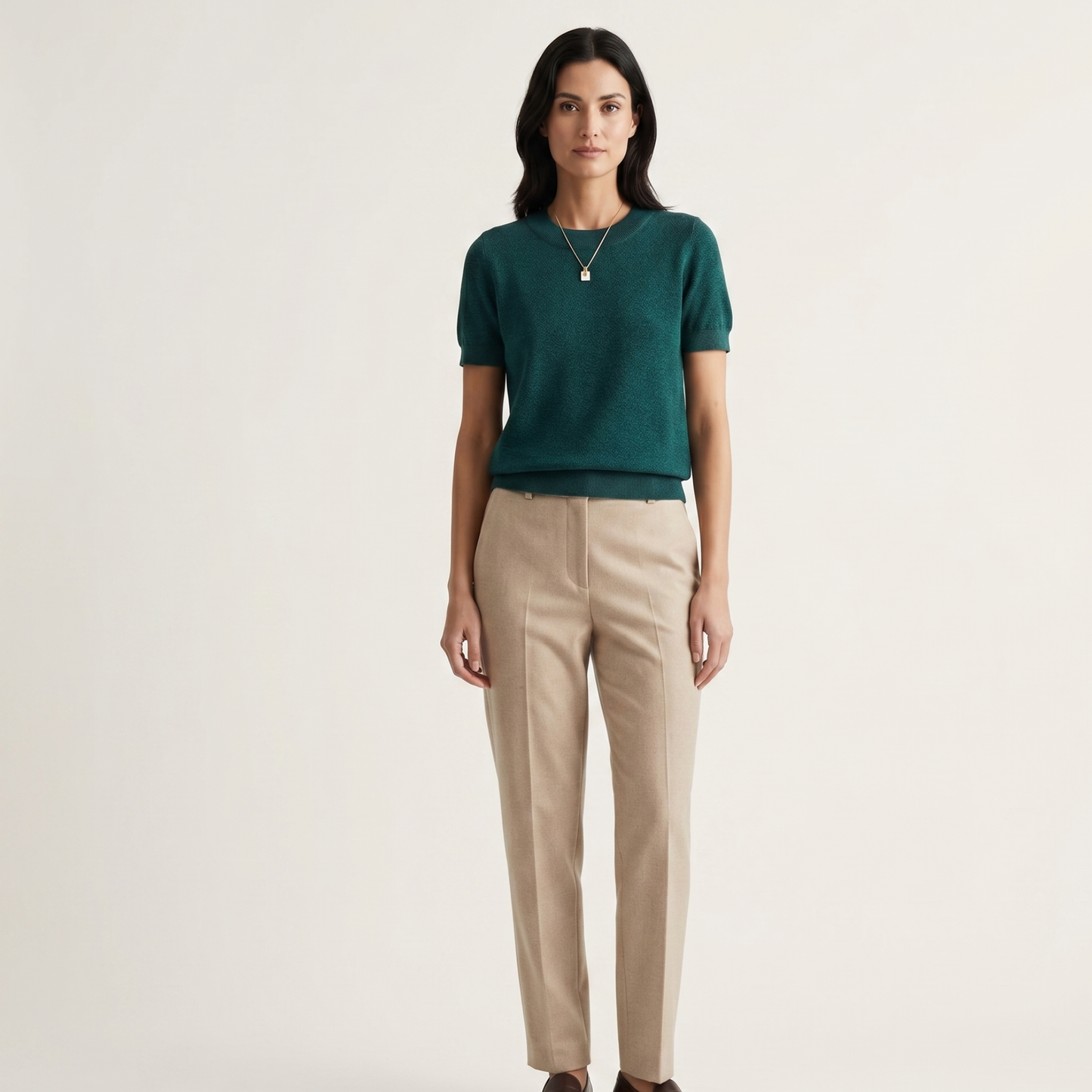 Classic Fit Wool Blend Knit Top Women Casual