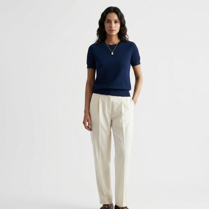 Classic Fit Wool Blend Knit Top Women Casual
