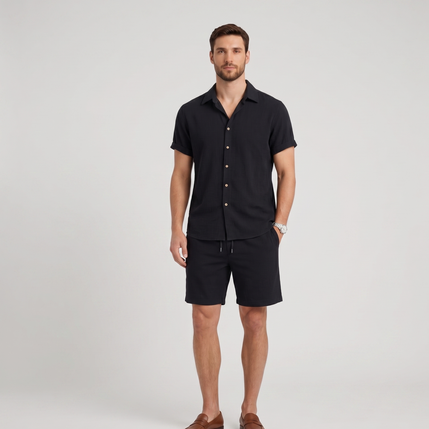 Lightweight Shirt and Shorts Set Men Summer