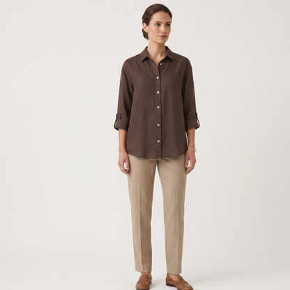 Breathable Linen Cotton Blend Blouse Women Summer