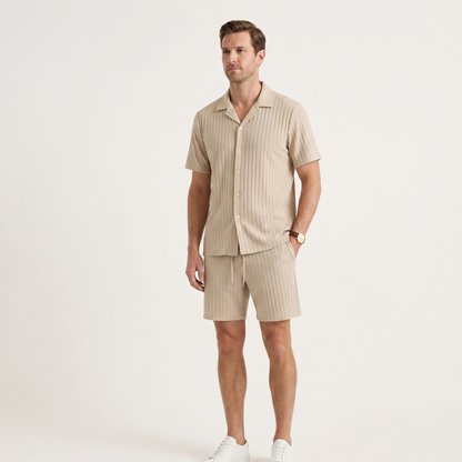Breathable Men's Shirt and Shorts Set Summer