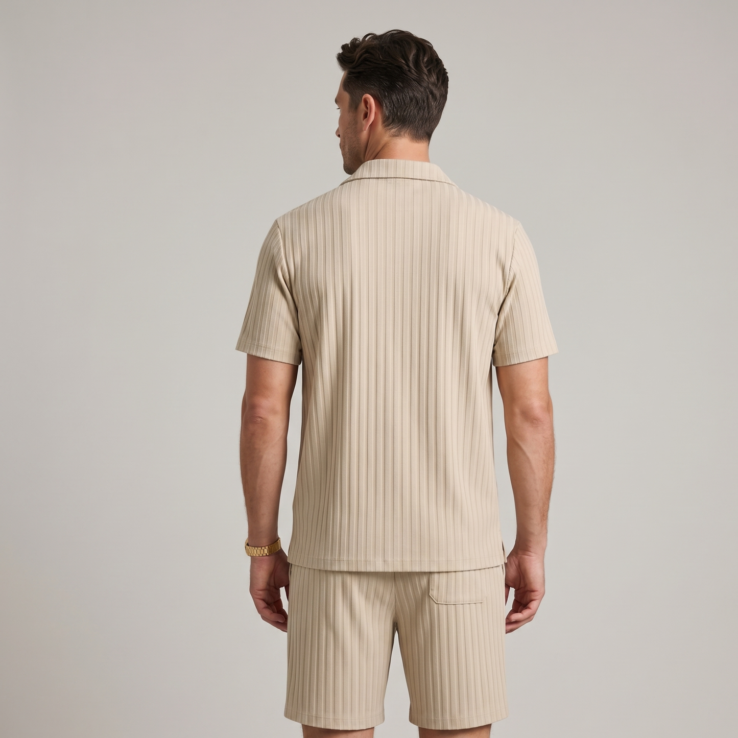 Breathable Men's Shirt and Shorts Set Summer