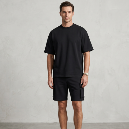 Lightweight Casual T-Shirt and Cargo Shorts Set Men Summer