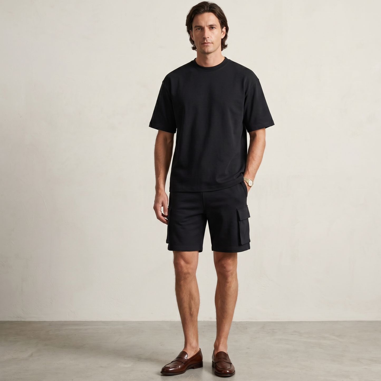 Lightweight Casual T-Shirt and Cargo Shorts Set Men Summer