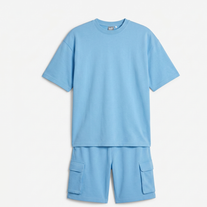 Lightweight Casual T-Shirt and Cargo Shorts Set Men Summer
