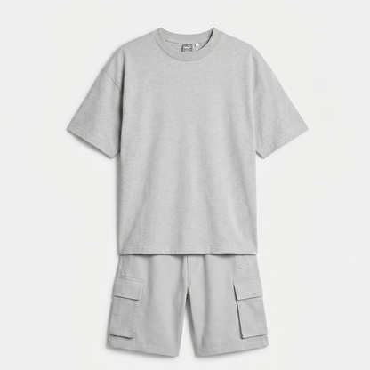 Lightweight Casual T-Shirt and Cargo Shorts Set Men Summer