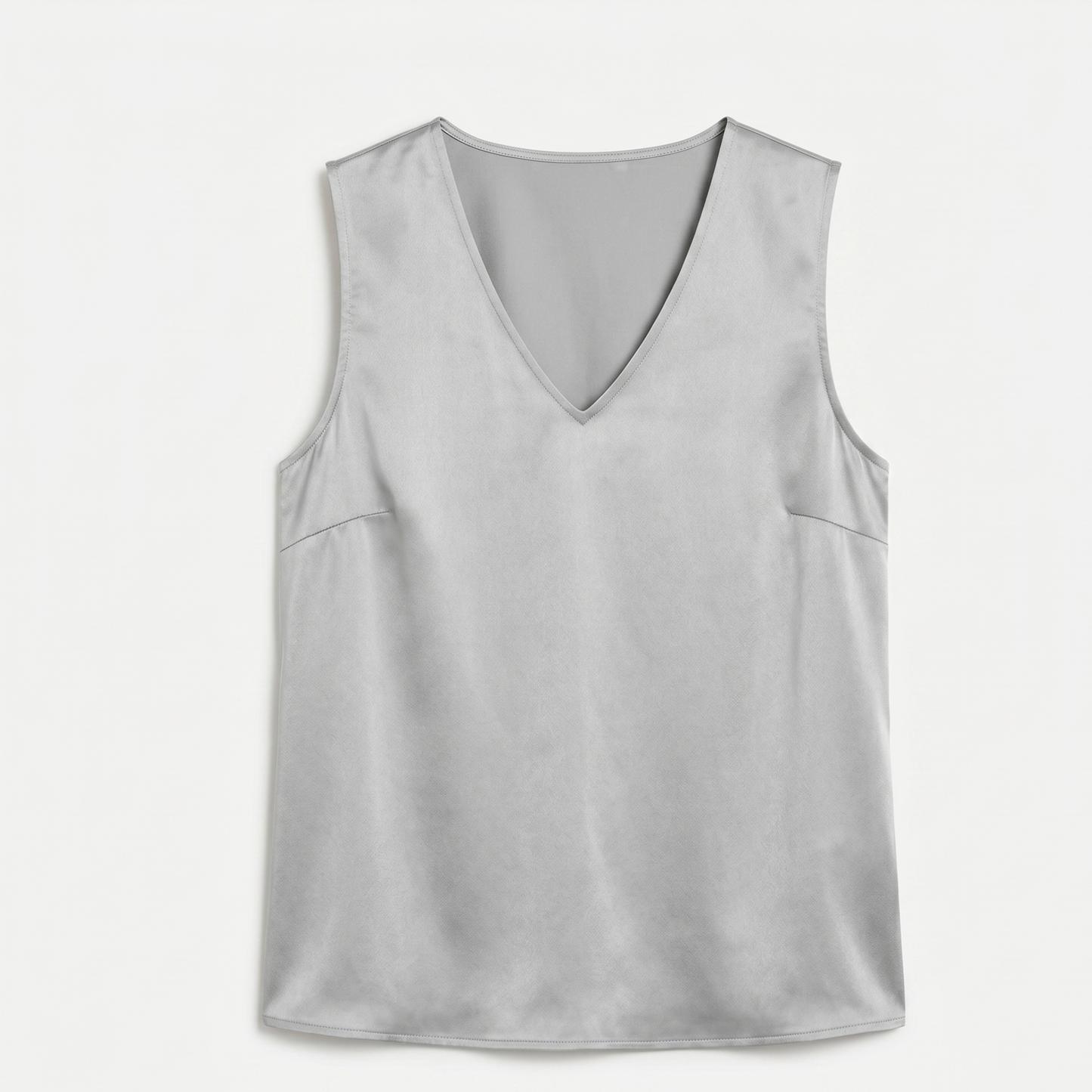 Sleeveless V Neck Satin Blouse Women Elegant