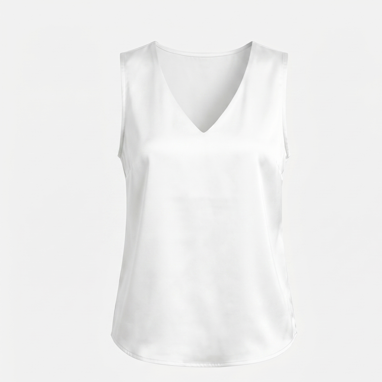 Sleeveless V Neck Satin Blouse Women Elegant