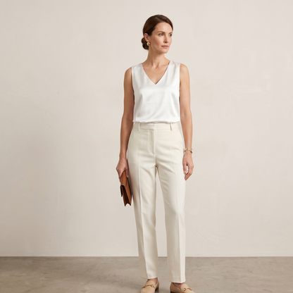 Sleeveless V Neck Satin Blouse Women Elegant