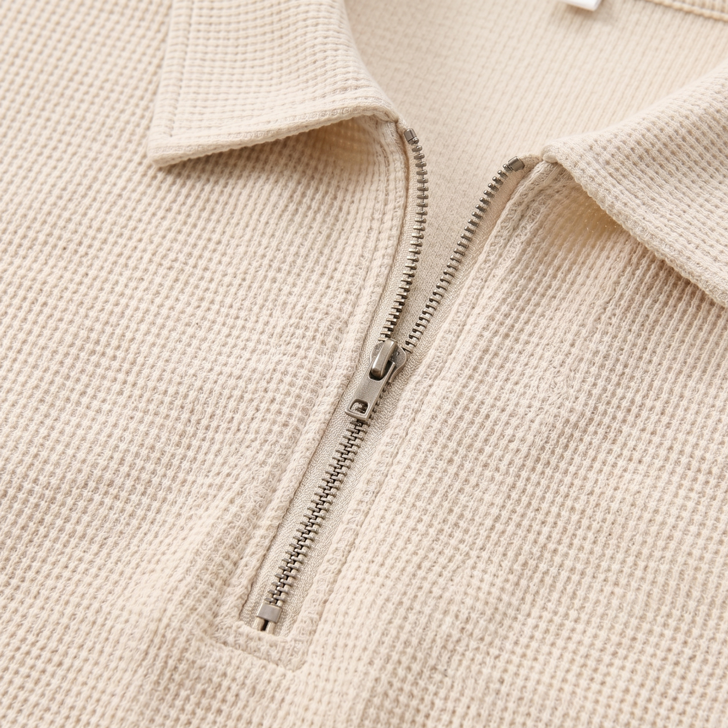 Textured Zip Polo Shorts Set Men Summer
