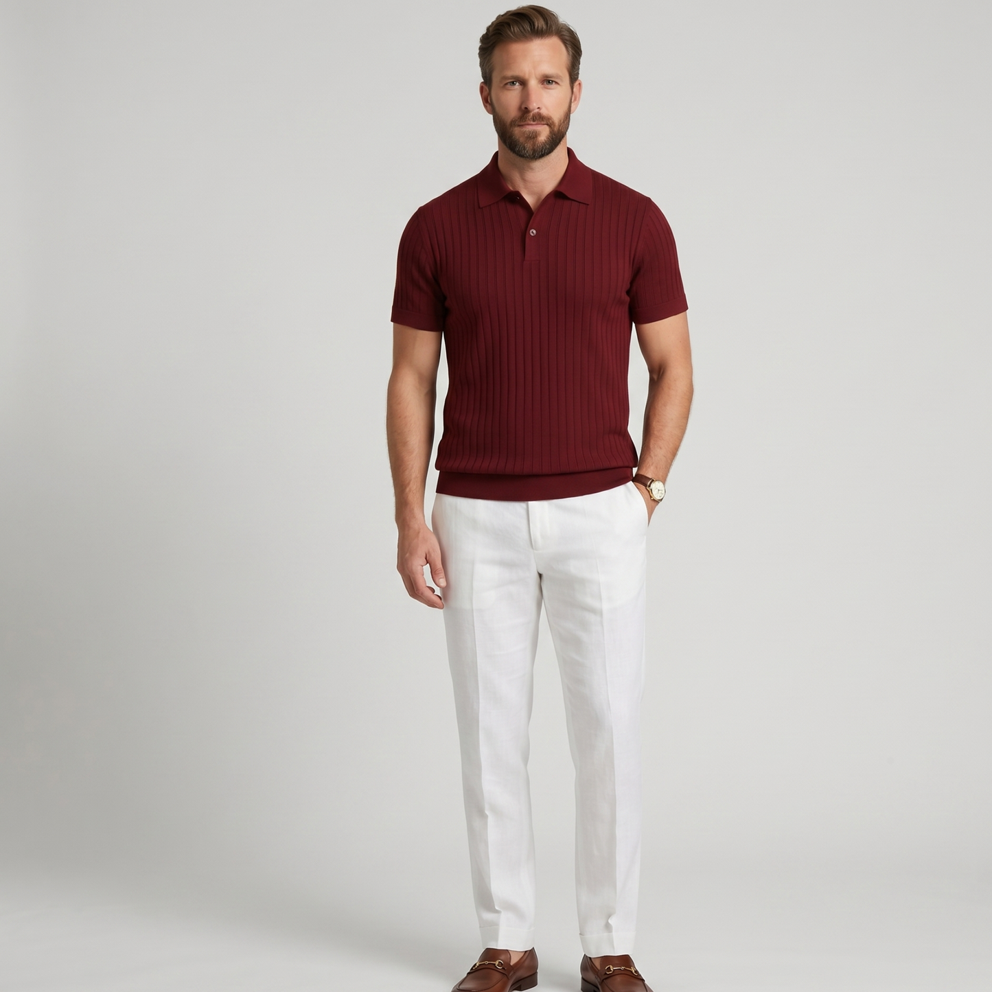 Muscle Fit Polo Shirt Men Casual All Seasons