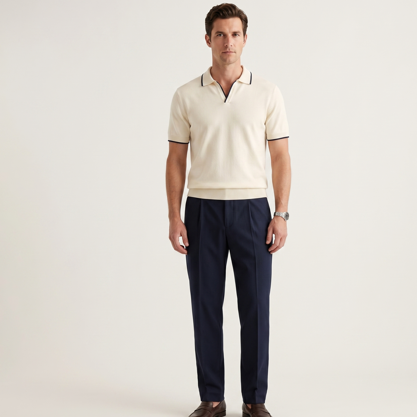 Slim Fit Polo Shirt Men Short Sleeves Summer