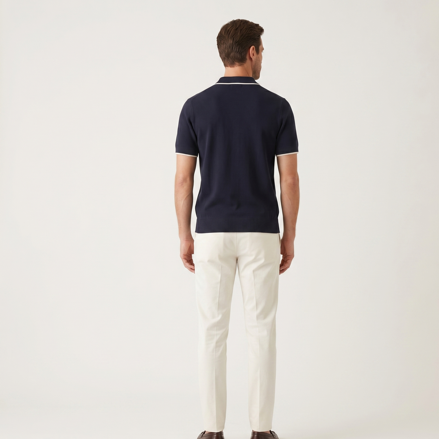 Contrast Trim Slim Fit Polo Shirt Men Summer