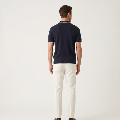 Contrast Trim Slim Fit Polo Shirt Men Summer
