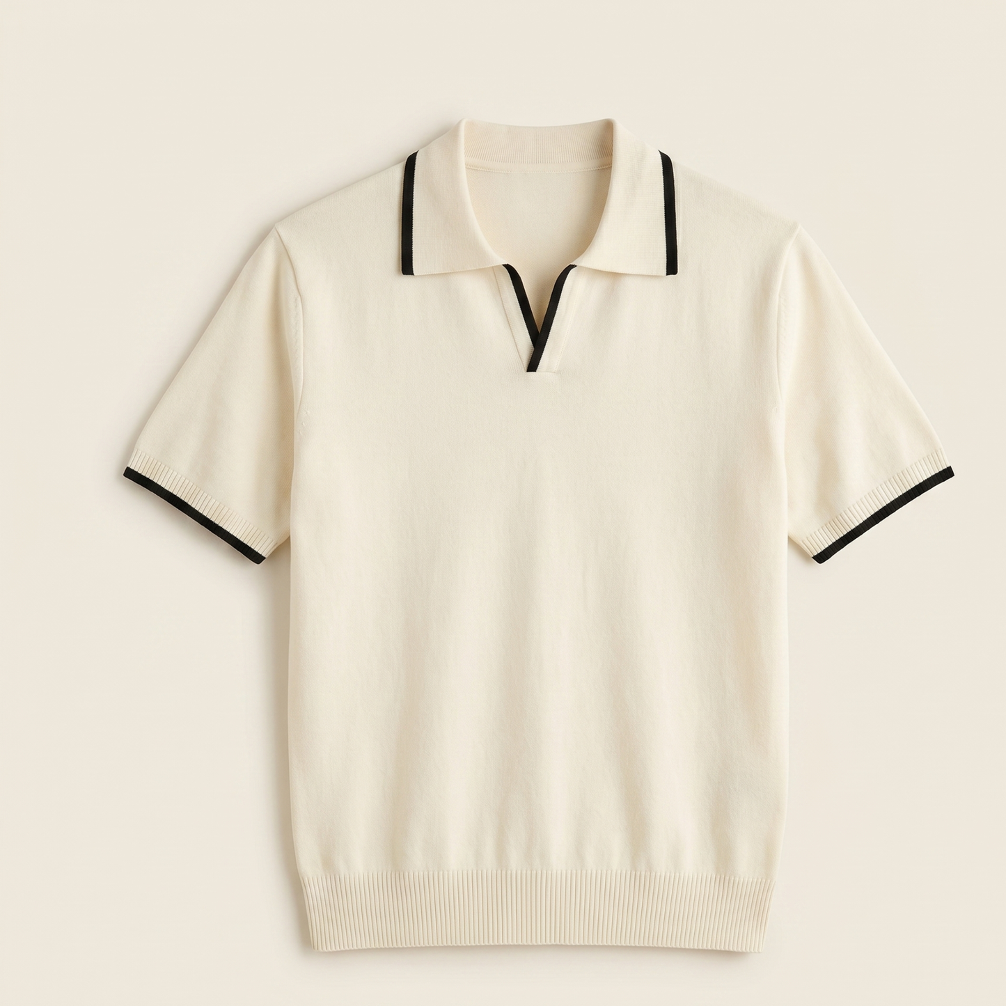 Contrast Trim Slim Fit Polo Shirt Men Summer