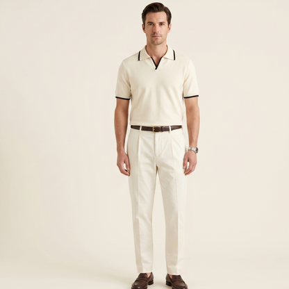 Contrast Trim Slim Fit Polo Shirt Men Summer