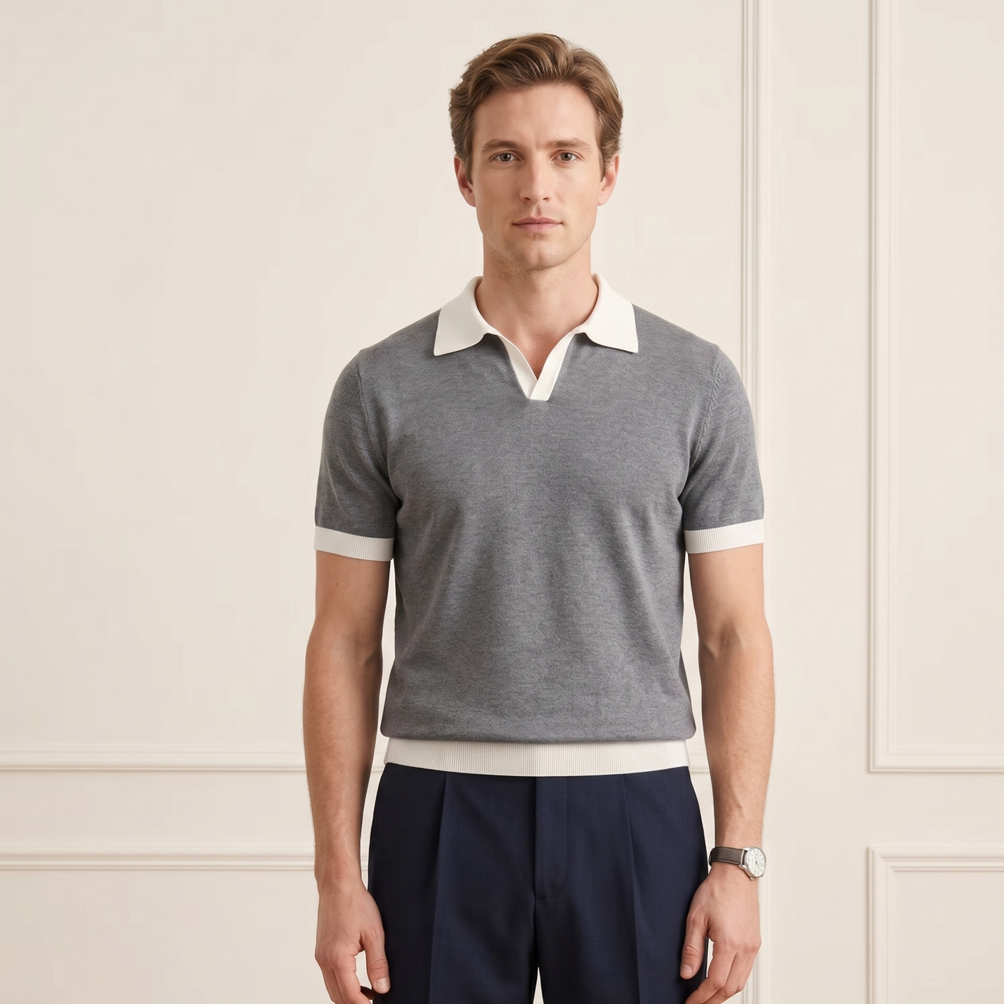 Regular Fit Short Sleeve Polo Shirt Men Casual