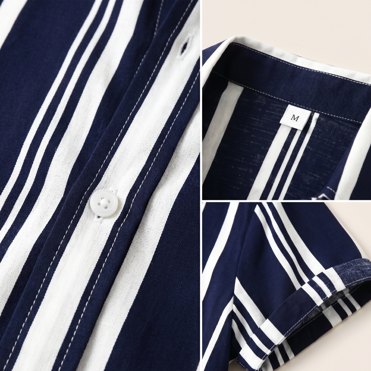 Vertical Stripe Short Sleeve Shirt Men Summer