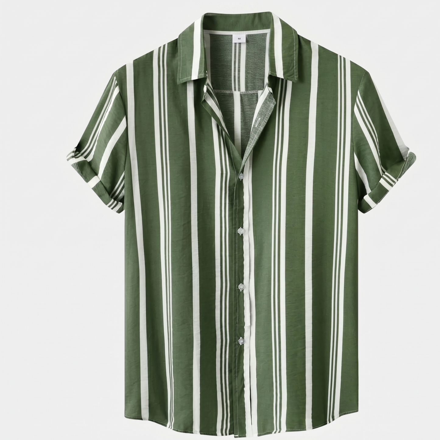 Vertical Stripe Short Sleeve Shirt Men Summer